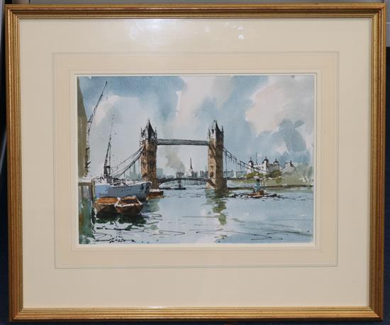Edward Wesson (1910-1983) View of Tower Bridge, 10 x 14in.